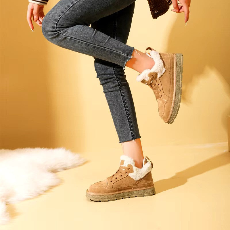 CozyKicks | Dames sneakers met voering van imitatiebont voor de winter - Warme casual schoenen met leren loo
