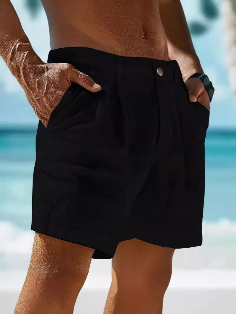 Aaron | Ademende linnen shorts voor mannen - Comfortabele & lichtgewicht zomer shorts