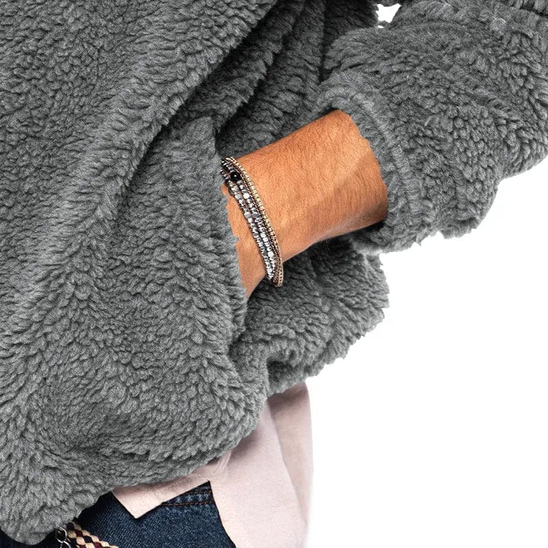 Asheron | Teddy fleece jas voor heren met capuchon – Warme, zachte, casual winterjas