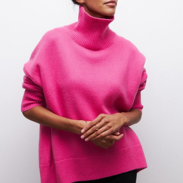 Nerisse | Klassieke coltrui voor dames, losse pasvorm, zacht gebreid, casual top voor herfst en winter