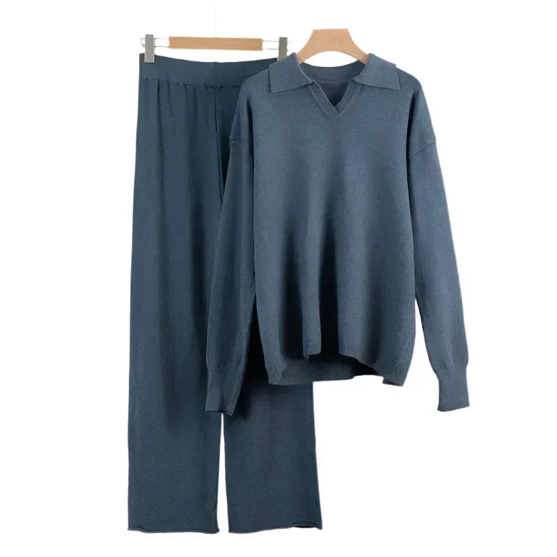 Norelia | 2-delige gebreide loungewearset voor dames, trui en broek, casual comfortabele outfit