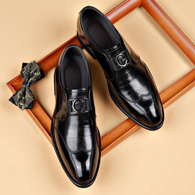 Fenric | Heren Slip-On Leren Oxford Schoenen - Elegante Formele Dress Loafers