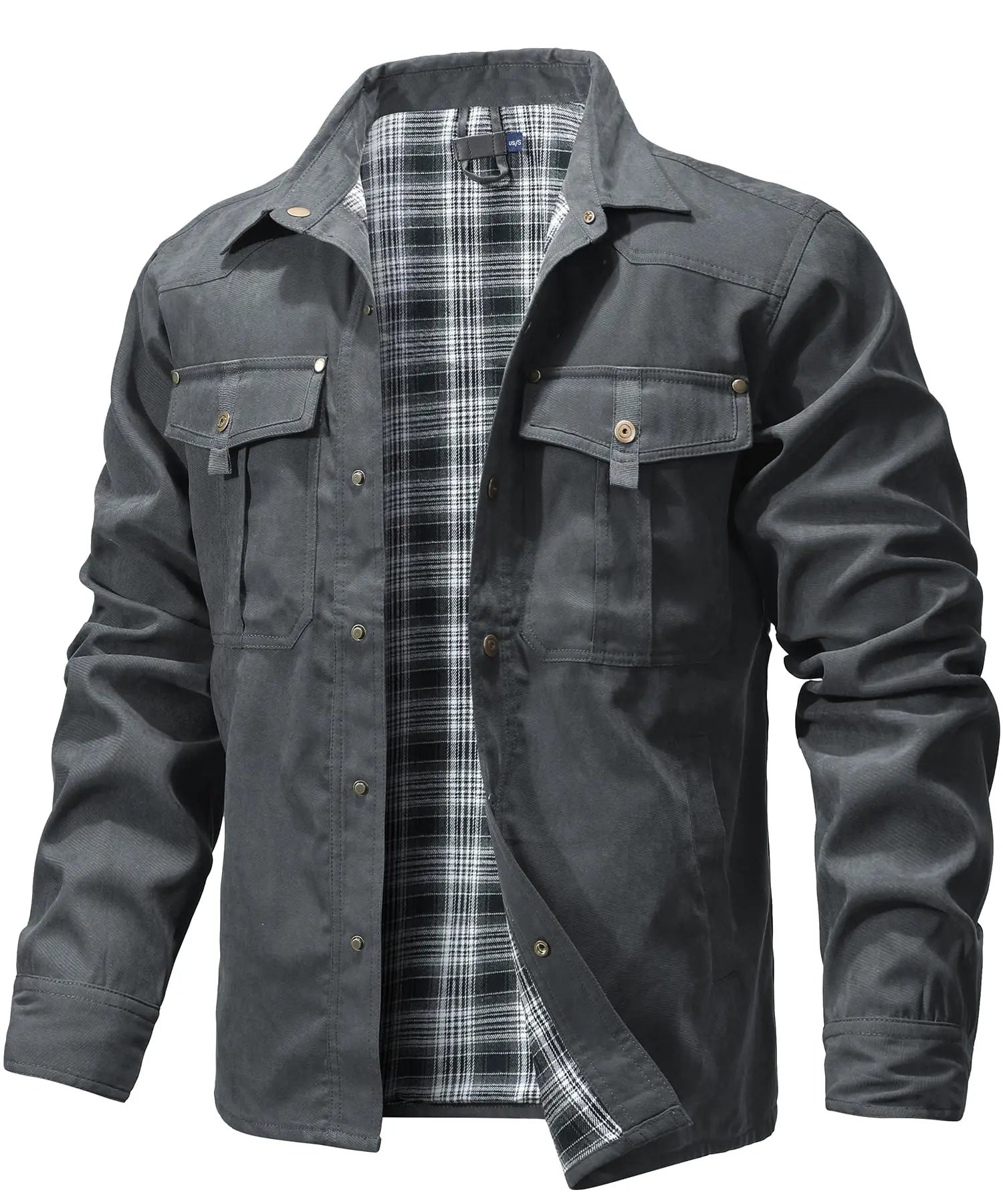 Gerhard | Heren western overshirtjas met geruite voering en klepzakken, casual werkkleding