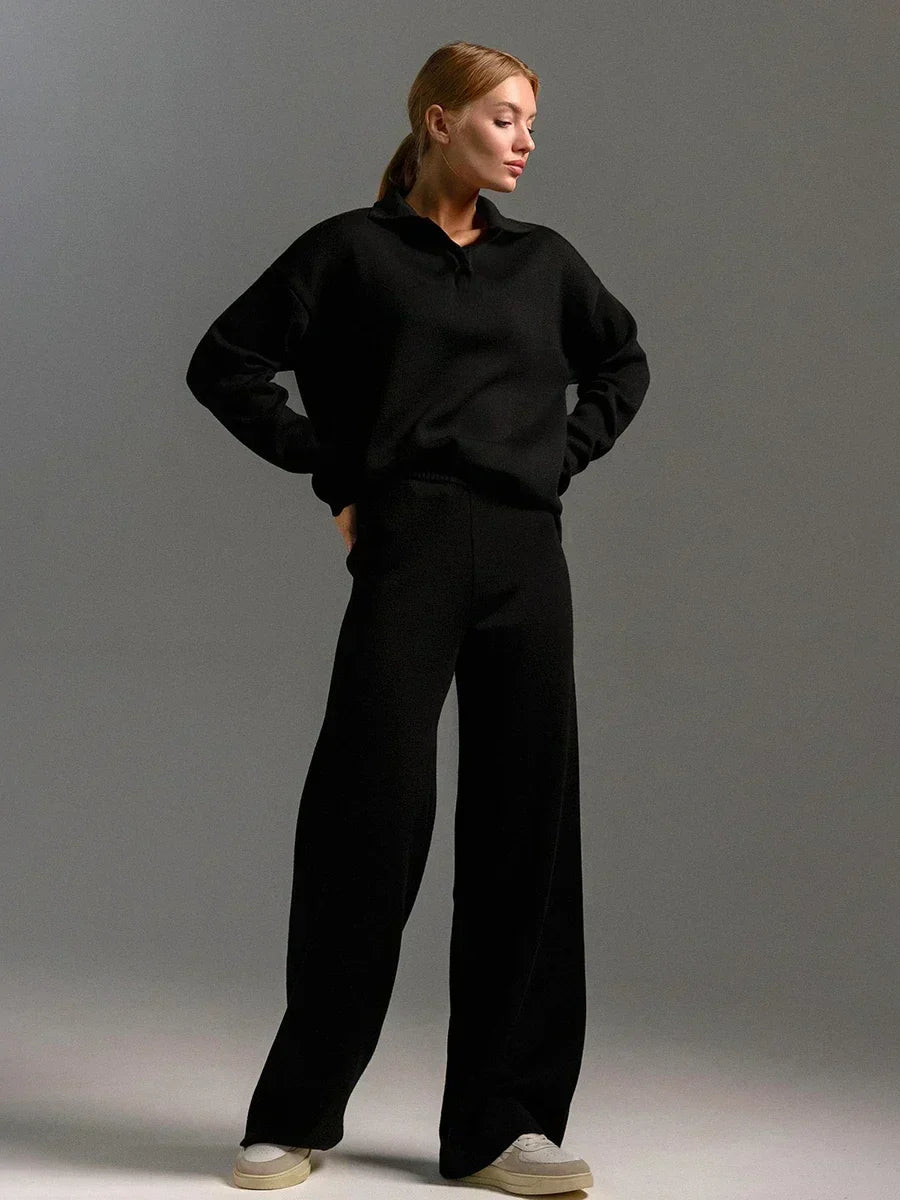 Norelia | 2-delige gebreide loungewearset voor dames, trui en broek, casual comfortabele outfit