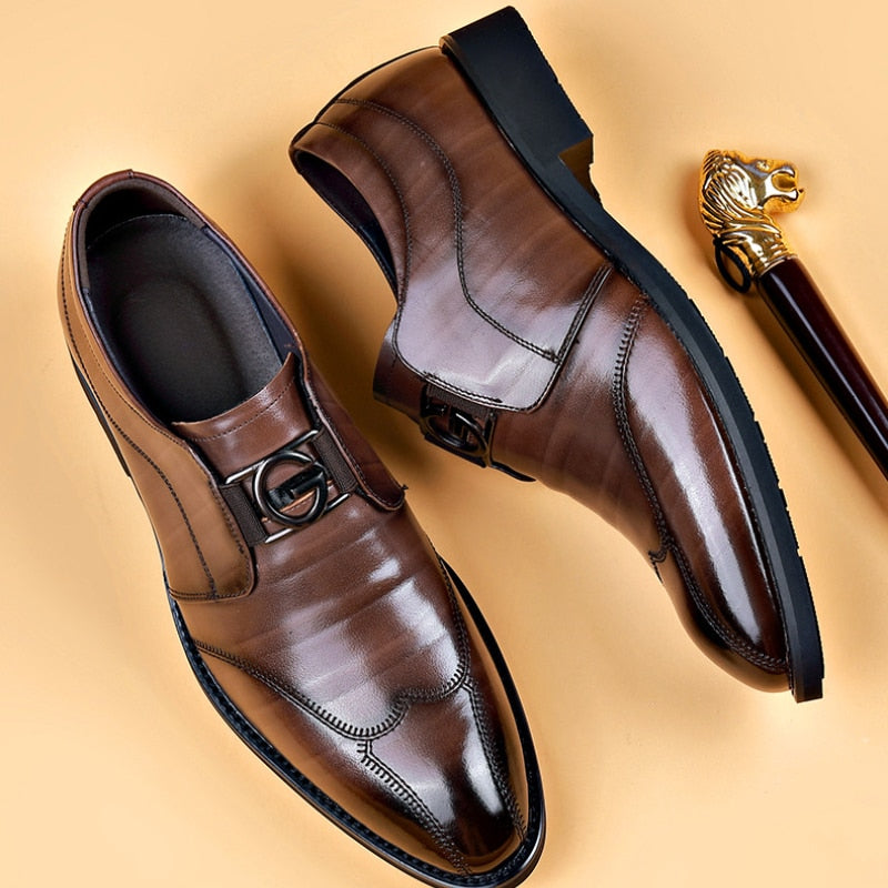 Fenric | Heren Slip-On Leren Oxford Schoenen - Elegante Formele Dress Loafers