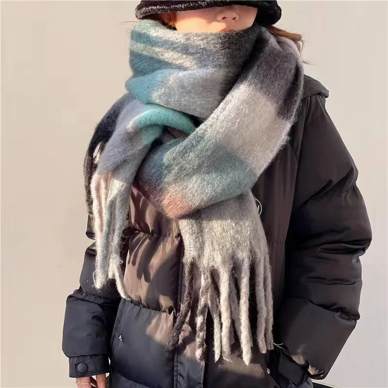 Cozeva | Dikke Warme Wollen Sjaal - 100% Kasjmier Oversized Gekleurde Sjaal 38×230 cm