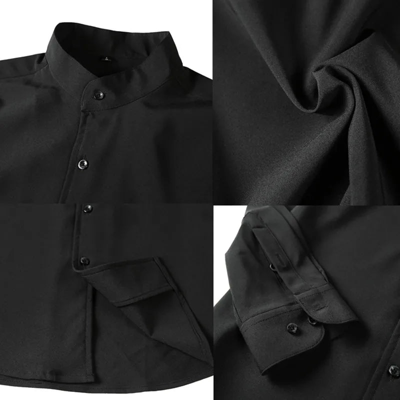 Phileas | Heren overhemd met lange mouwen, opstaande kraag, slim fit, bruiloft- en zakelijk overhemd
