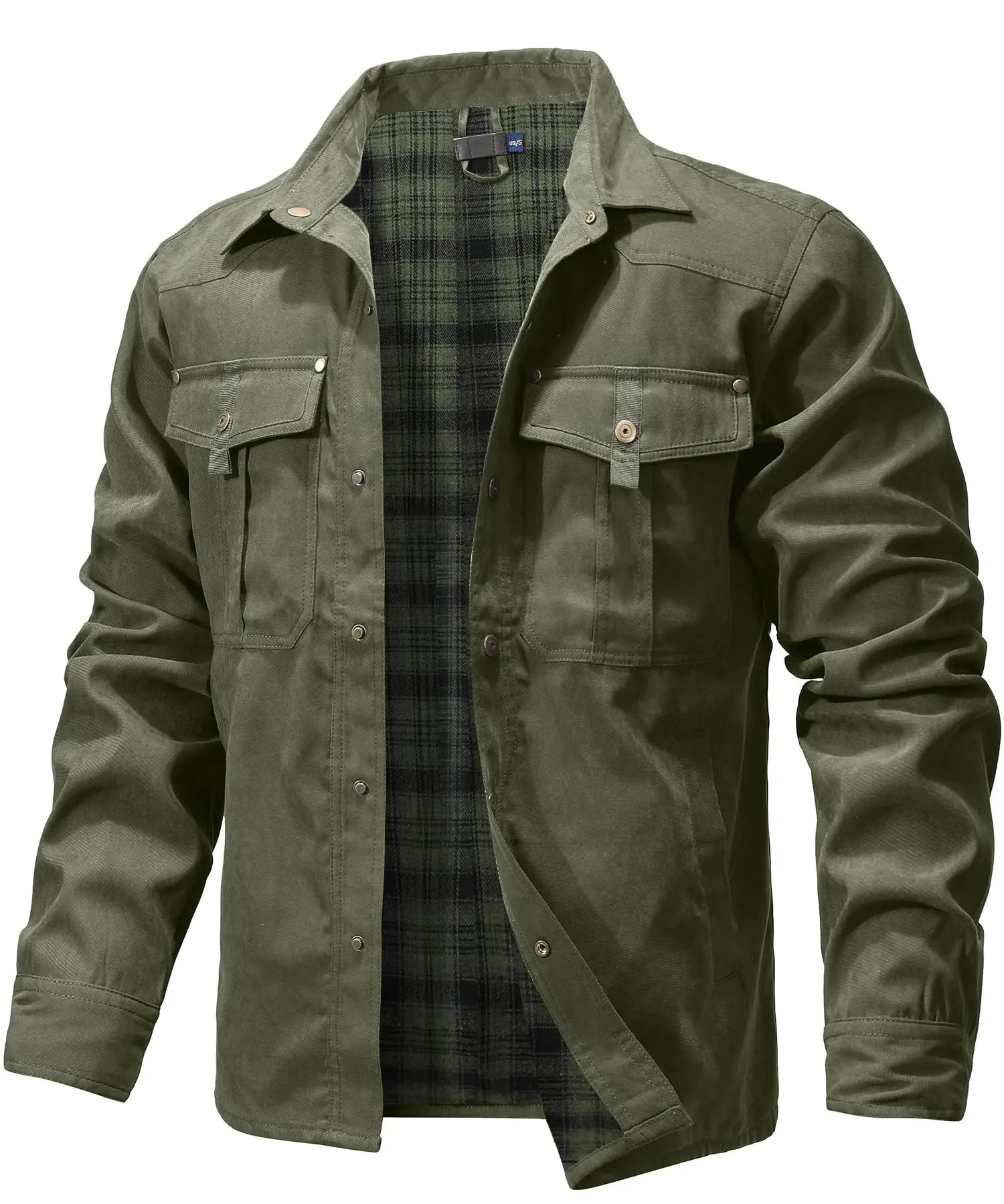 Gerhard | Heren western overshirtjas met geruite voering en klepzakken, casual werkkleding