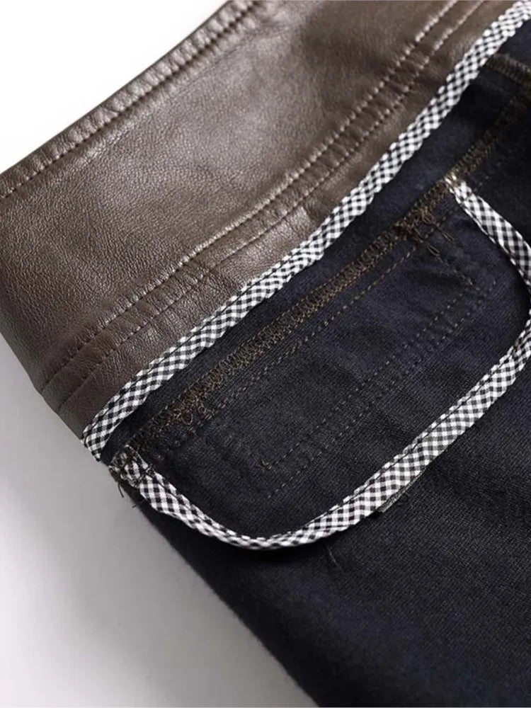 Radka | Damesbroek van PU leer met wijde pijpen - stijlvolle, comfortabele broek van imitatieleer met hoge taille