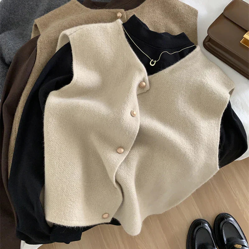 Ivena | Vrouwen Merino Wol Gilet - Mouwloos Gebreid Vest, Warme Laag voor Herfst & Winter