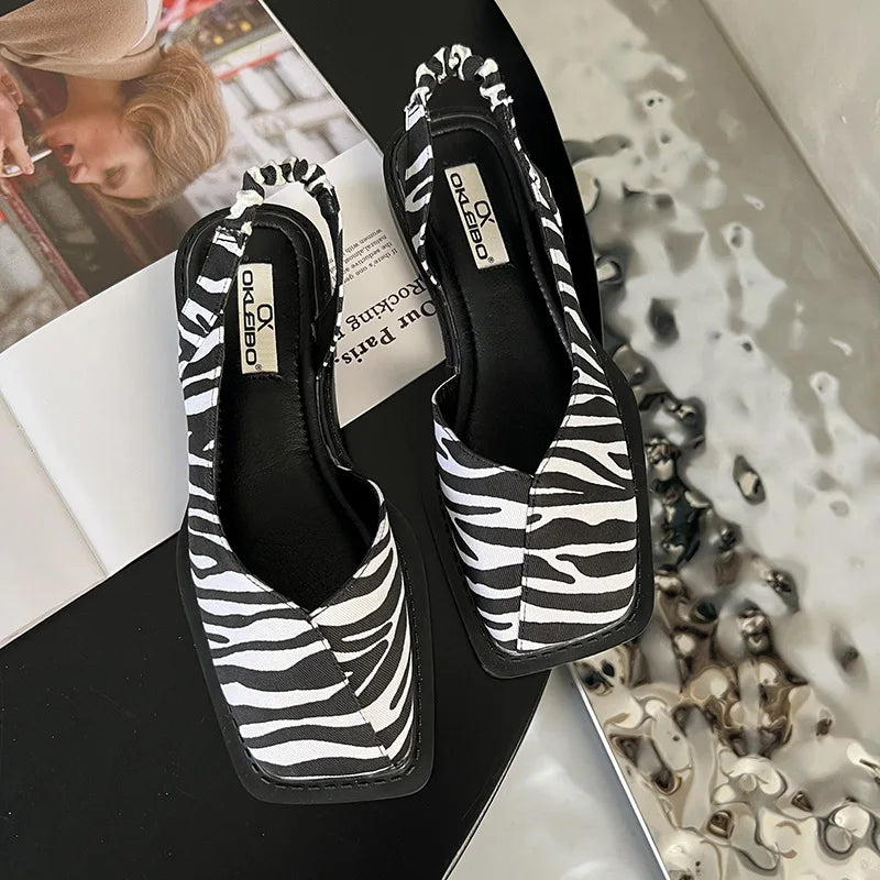 Amelija | Leren Slingback Sandalen voor Vrouwen - Plat, Vierkante Teen, Comfortabele Schoenen