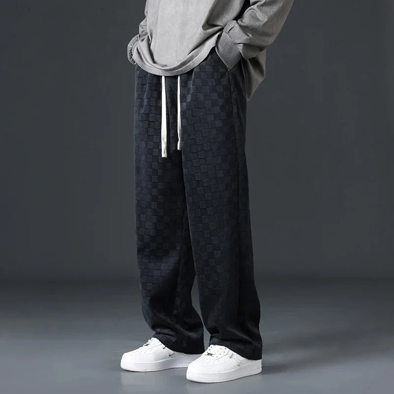 Zdenek | Corduroy joggingbroek voor heren – Ultrazachte relaxte pasvorm, geruit patroon