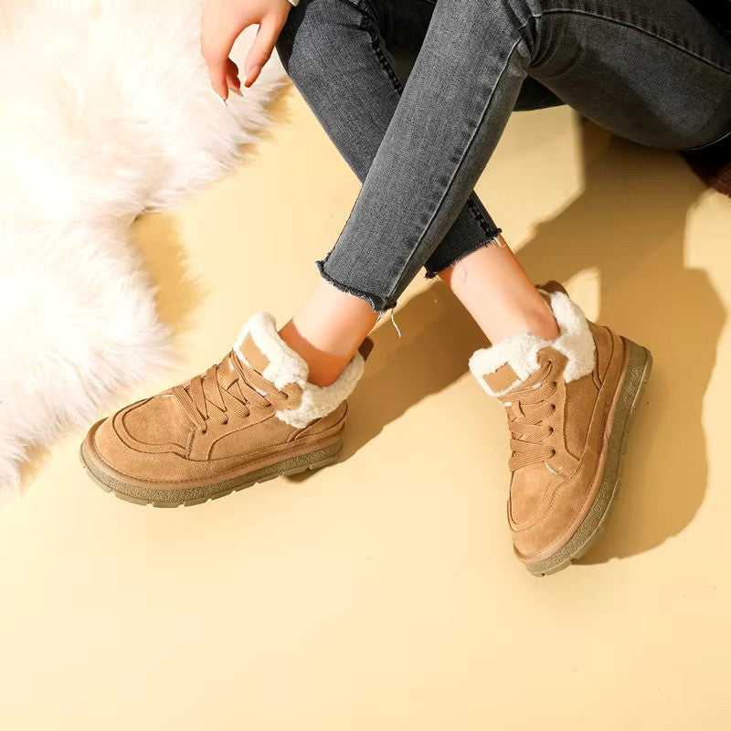CozyKicks | Dames sneakers met voering van imitatiebont voor de winter - Warme casual schoenen met leren loo