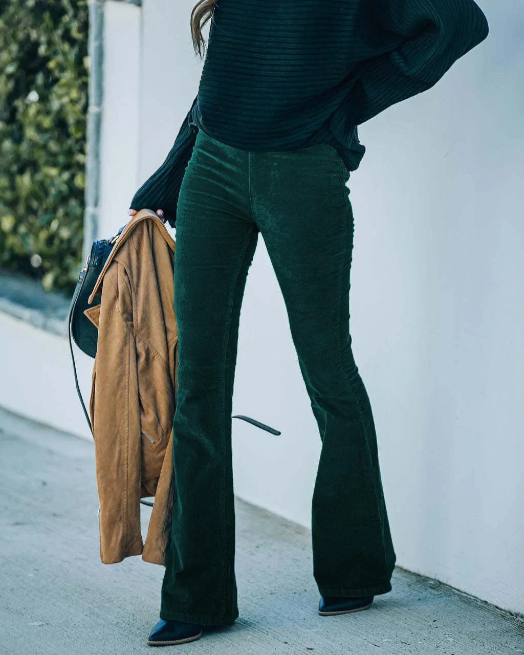 Fenora | Hoge taille flare broek van fluweel voor dames – Elegante broek met wijde pijpen voor casual en avondkleding