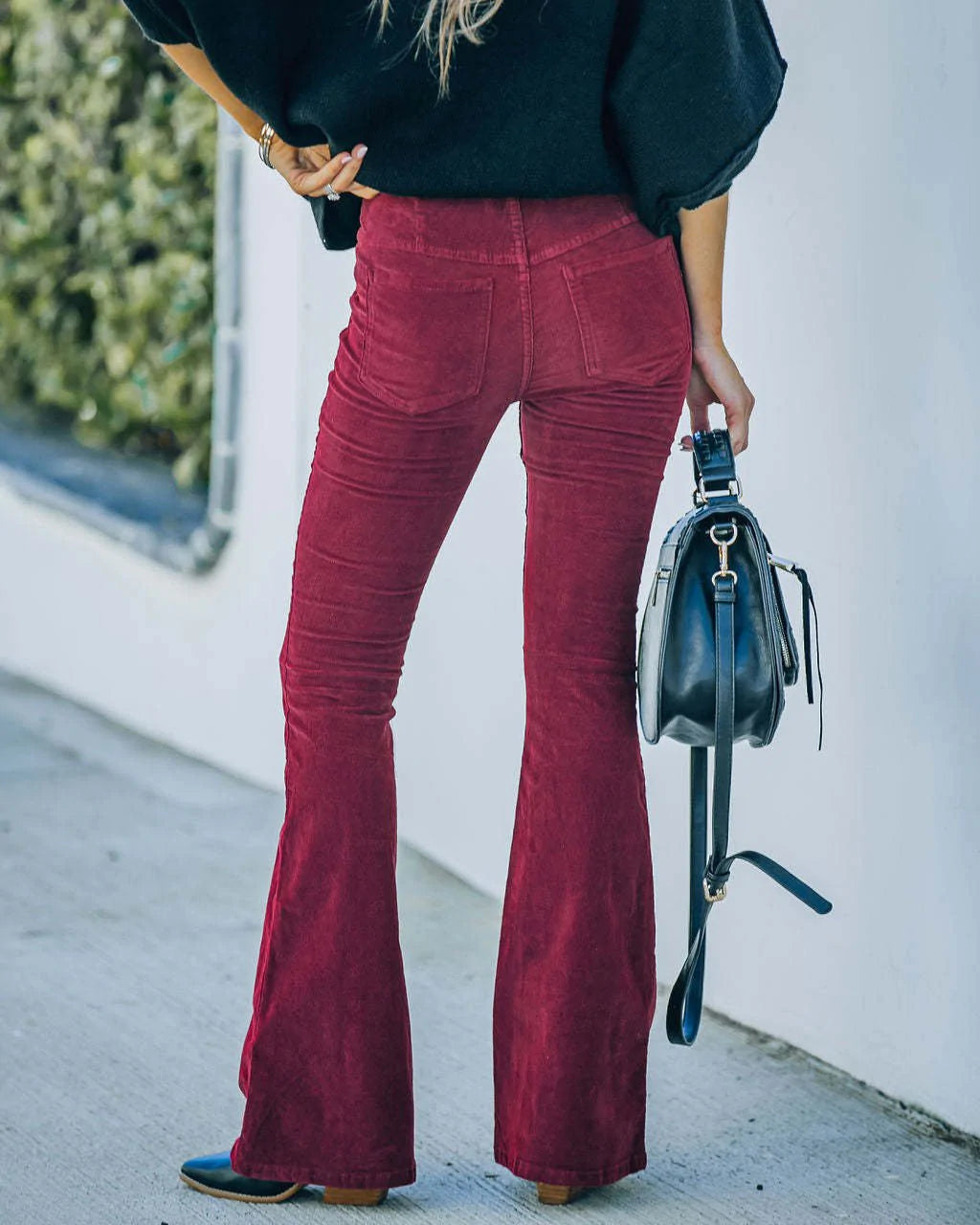 Fenora | Hoge taille flare broek van fluweel voor dames – Elegante broek met wijde pijpen voor casual en avondkleding