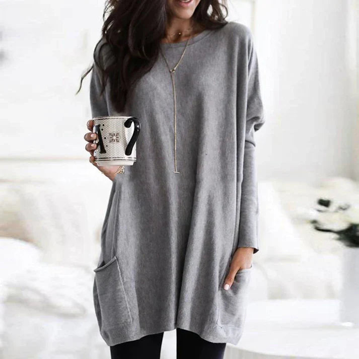 Valda | Soft Touch lange trui voor dames – Oversized, comfortabele gebreide, casual wintertrui