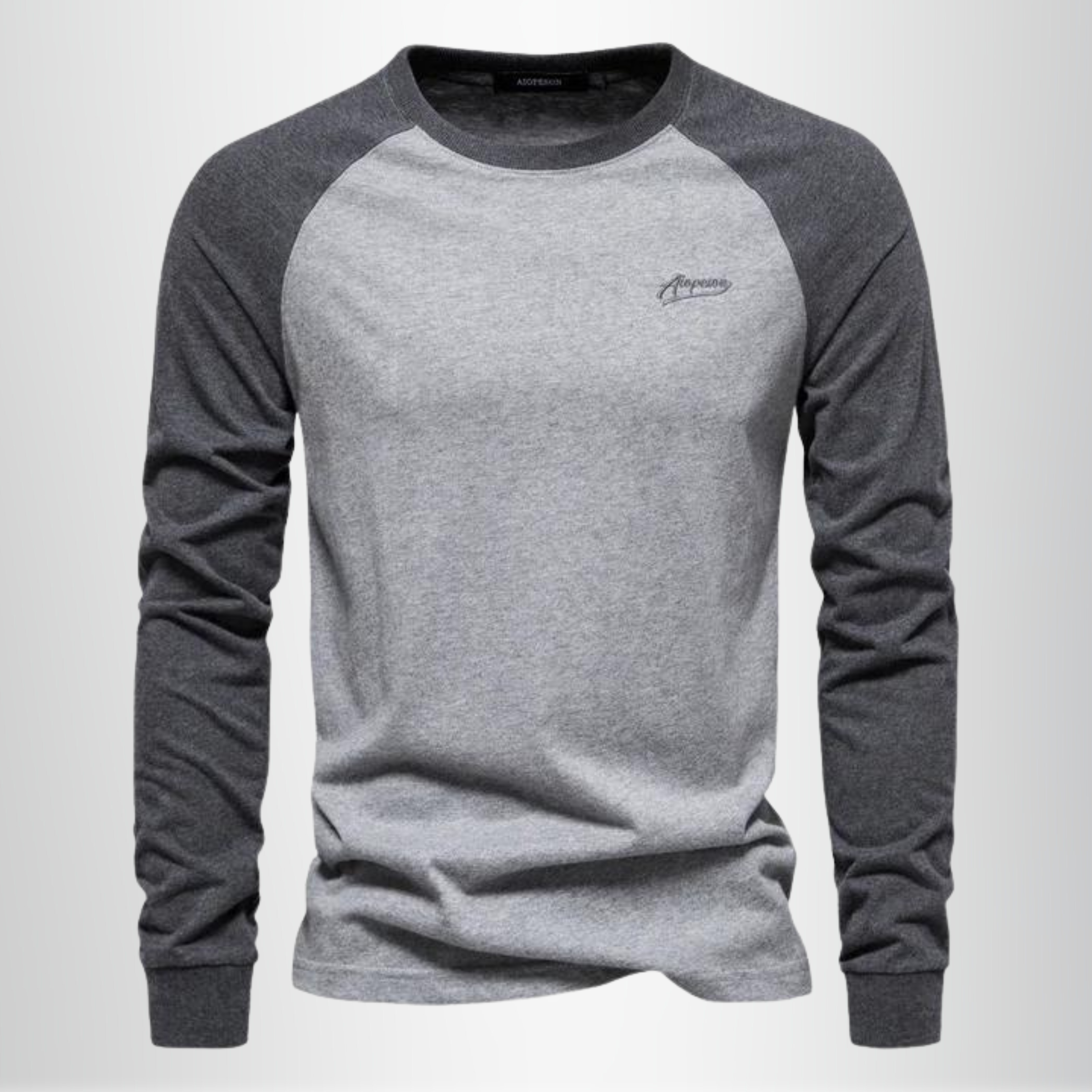 Eustace | Heren herfstshirt met lange mouwen - katoen met contrasterende kleurblokken