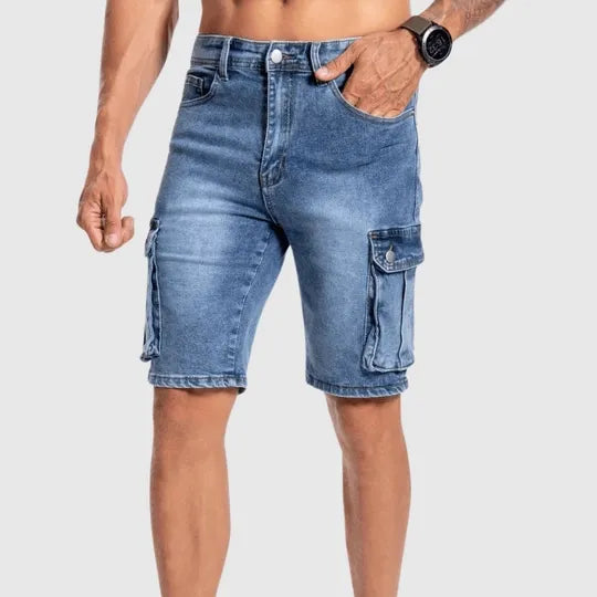 Zauren | Heren denim cargoshorts - Casual Outdoor Workwear, Multizak Design