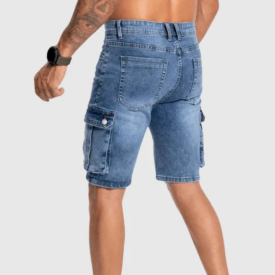Zauren | Heren denim cargoshorts - Casual Outdoor Workwear, Multizak Design