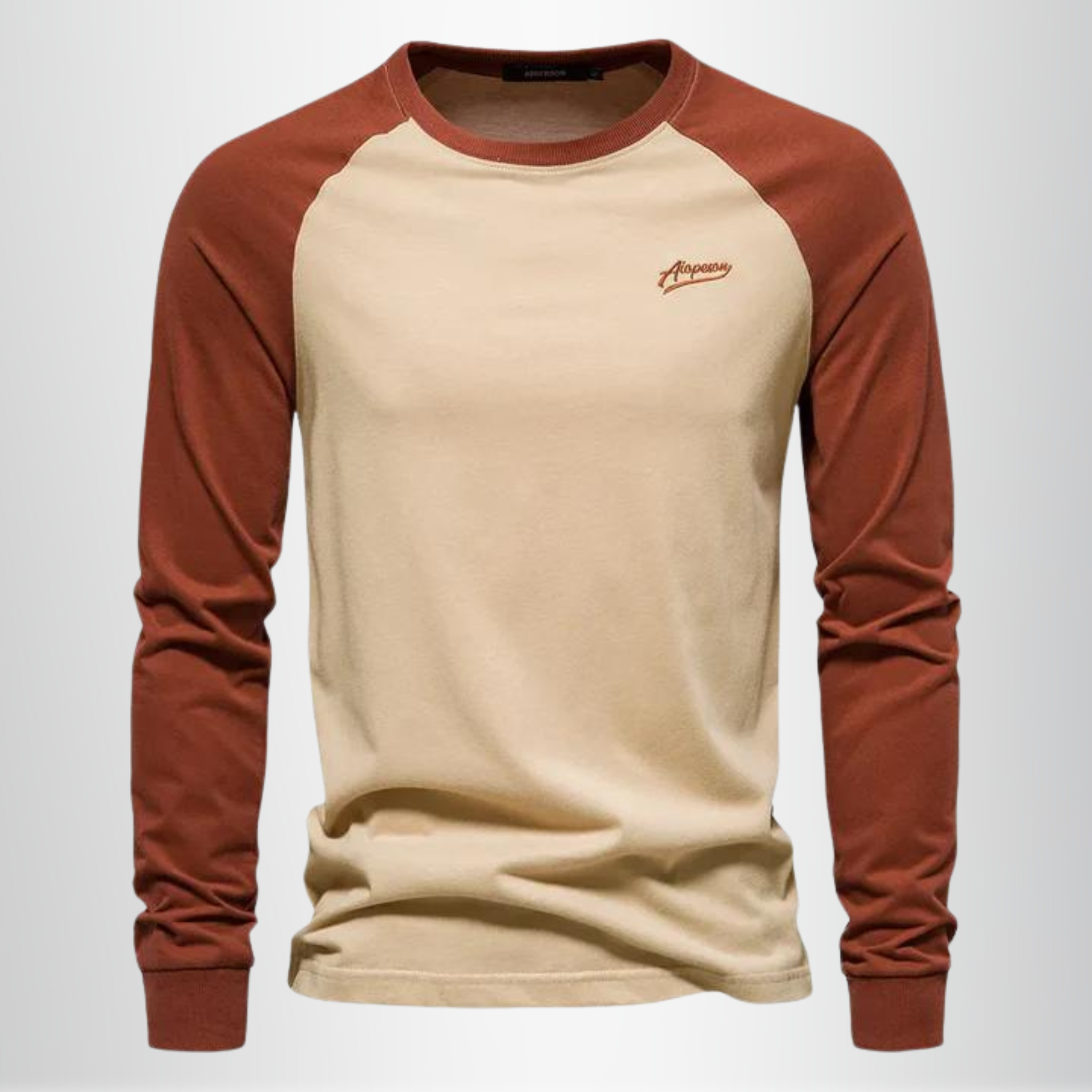 Eustace | Heren herfstshirt met lange mouwen - katoen met contrasterende kleurblokken