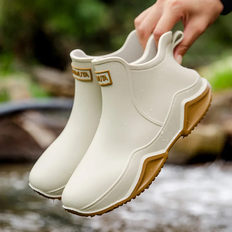 HydroStep | Waterdichte enkellaarzen voor dames – antislipzool, treklipje, comfortabele regenlaarzen