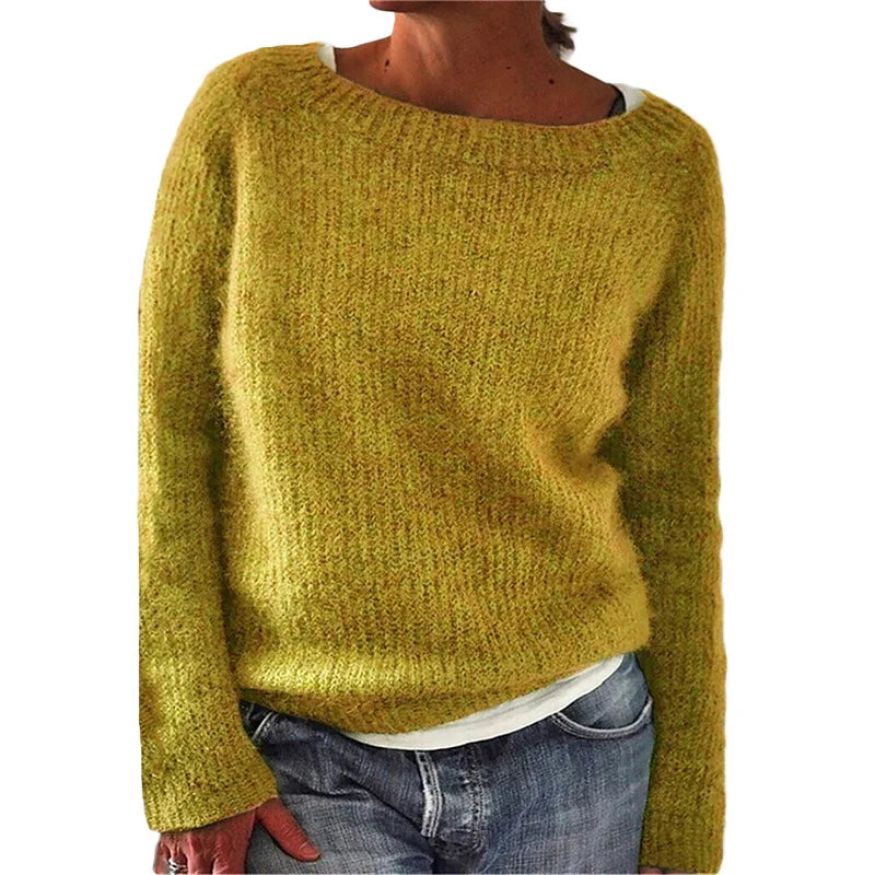 Luminita | Losvallende gebreide trui met boothals voor dames – Lichtgewicht casual pullover