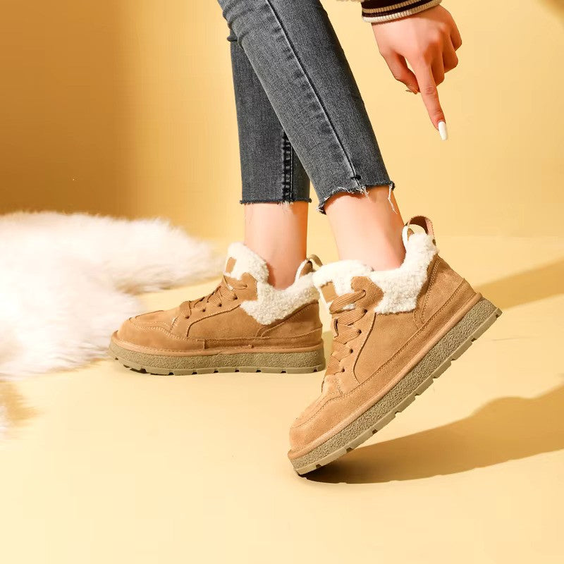 CozyKicks | Dames sneakers met voering van imitatiebont voor de winter - Warme casual schoenen met leren loo