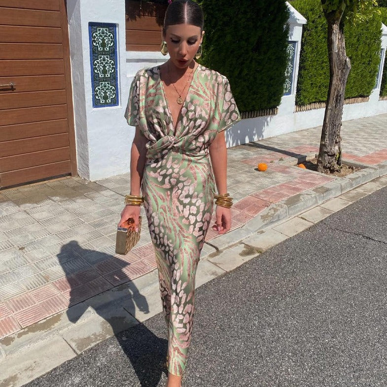 Corvina | Twisted V-hals Maxi Dress - Lange Jurk voor Avond & Vrijetijdskleding