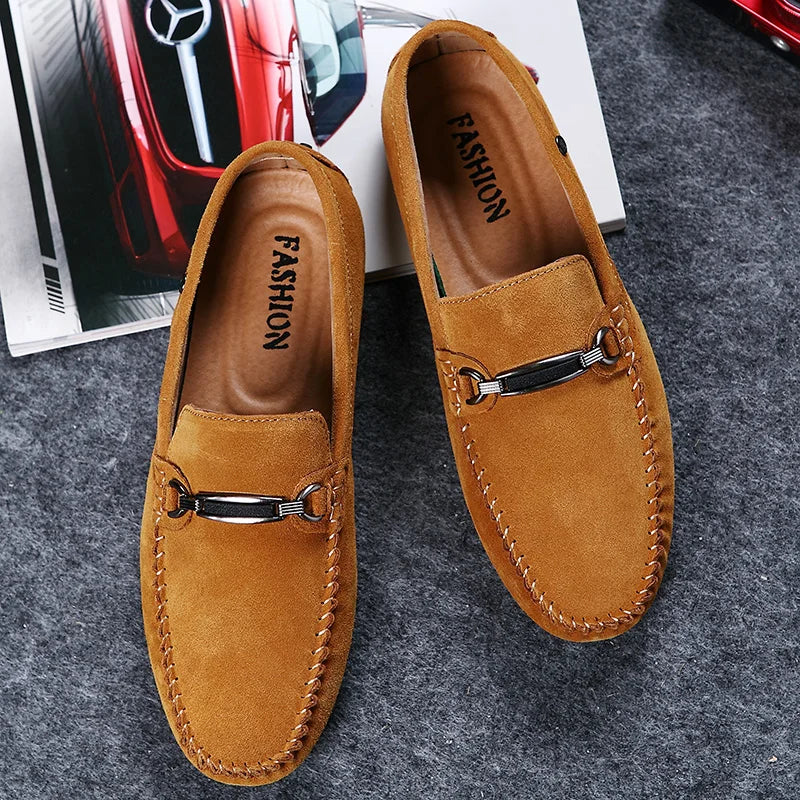 Holger | Casual Slip-On Loafers voor heren - Minimalistische geklede schoenen met metalen gesp