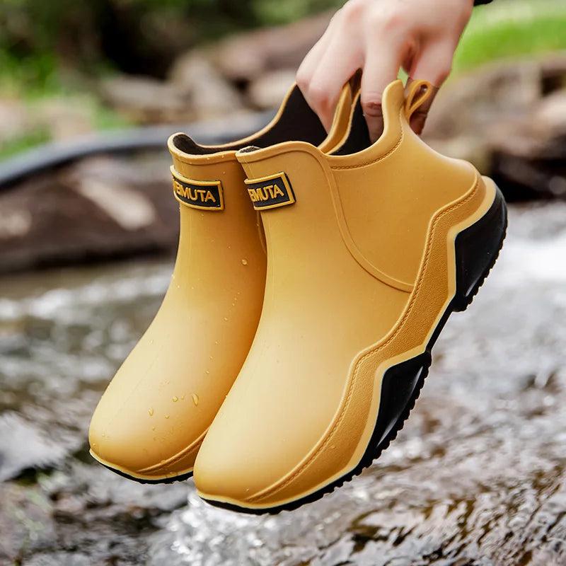 HydroStep | Waterdichte enkellaarzen voor dames – antislipzool, treklipje, comfortabele regenlaarzen