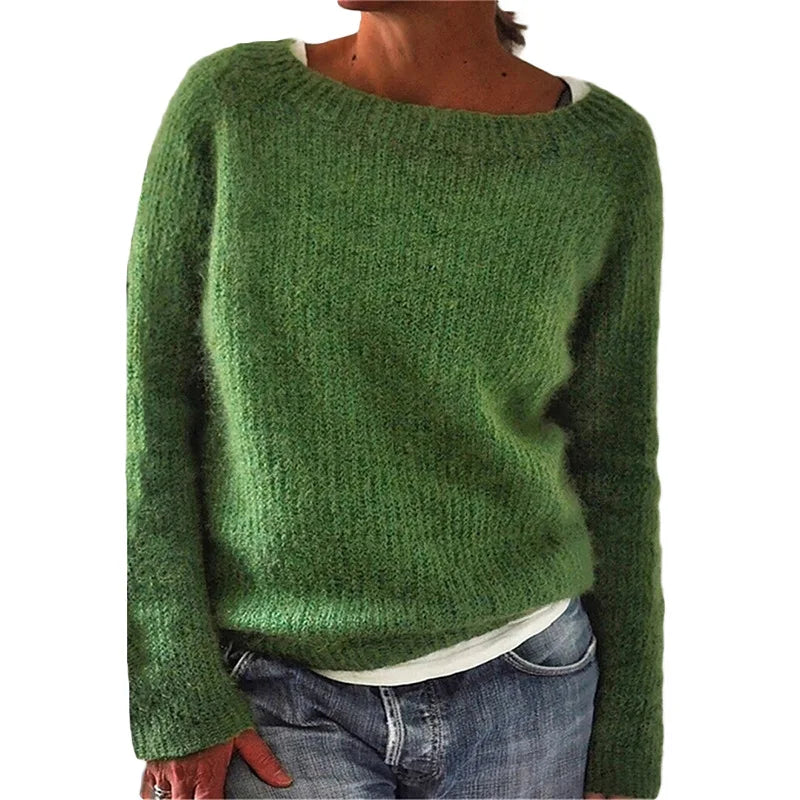 Luminita | Losvallende gebreide trui met boothals voor dames – Lichtgewicht casual pullover