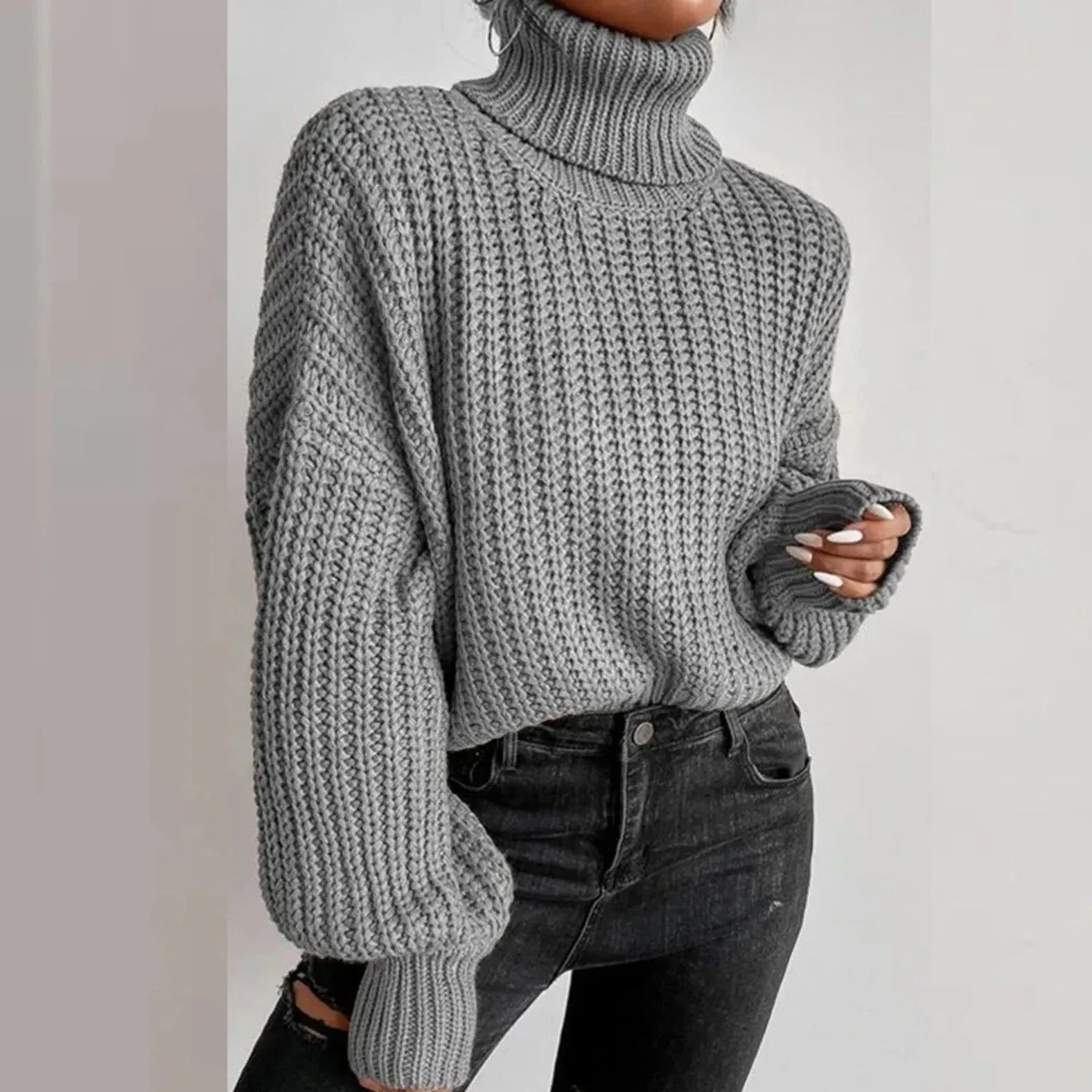 Mireilla | Oversized gebreide coltrui voor dames – dikke pullover, zachte wintertrui