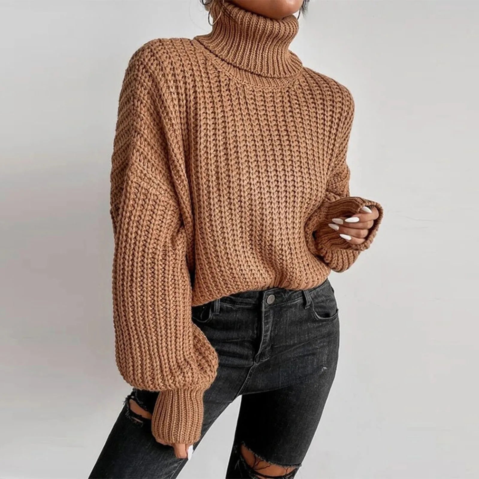Mireilla | Oversized gebreide coltrui voor dames – dikke pullover, zachte wintertrui