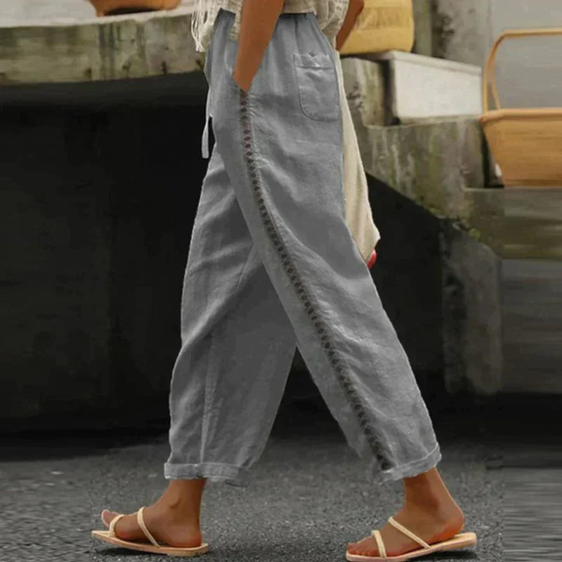 Amarantha | Casual katoenen linnen damesbroek - Lichtgewicht, comfortabel