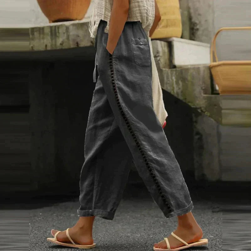 Amarantha | Casual katoenen linnen damesbroek - Lichtgewicht, comfortabel