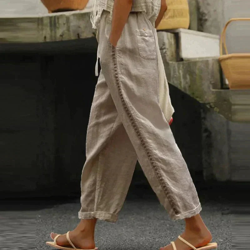 Amarantha | Casual katoenen linnen damesbroek - Lichtgewicht, comfortabel