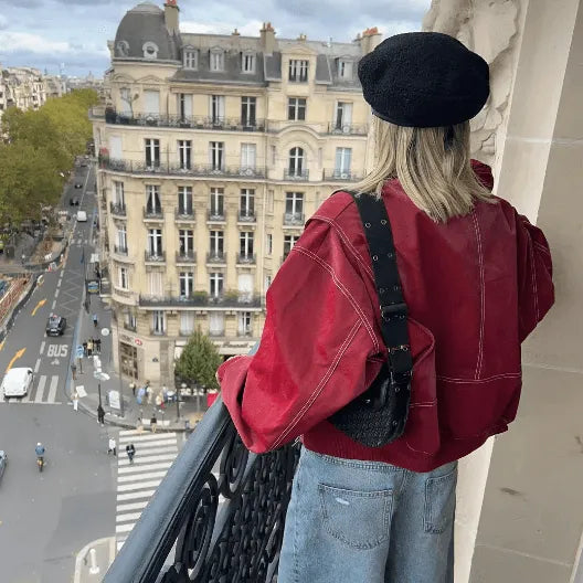 Tavira | Dames oversized faux leren bikerjas - street style bovenkleding, vintage look