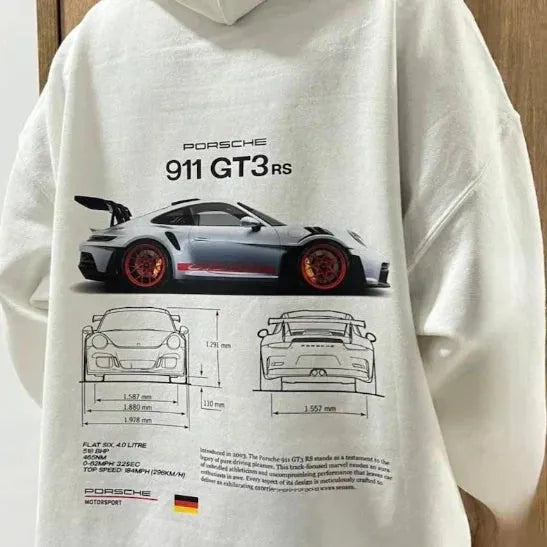 Zevran | Herenoversized racing hoodie - Streetwear-stijl, grafische print, Relaxed Fit Sweatshirt