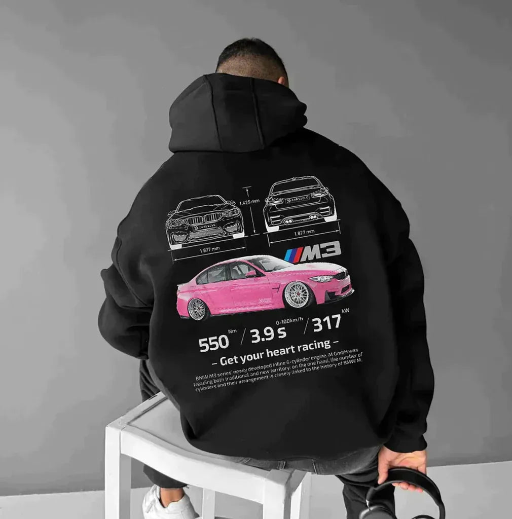 Zevran | Herenoversized racing hoodie - Streetwear-stijl, grafische print, Relaxed Fit Sweatshirt