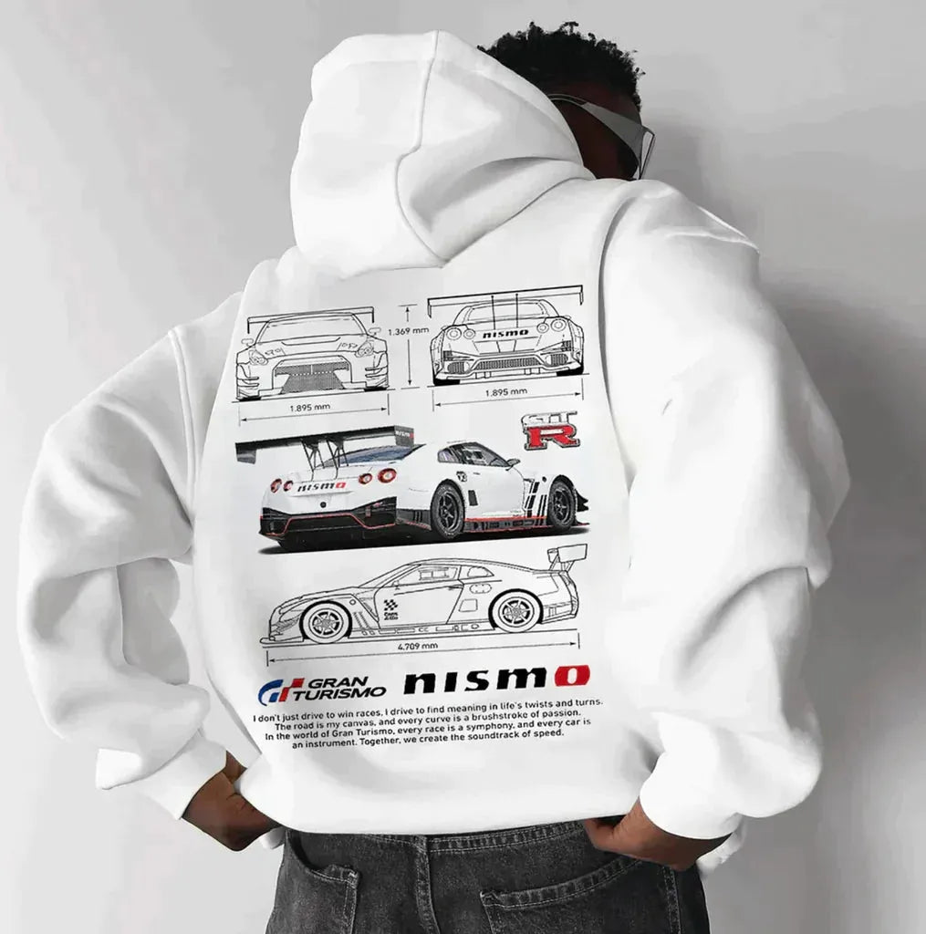 Zevran | Herenoversized racing hoodie - Streetwear-stijl, grafische print, Relaxed Fit Sweatshirt