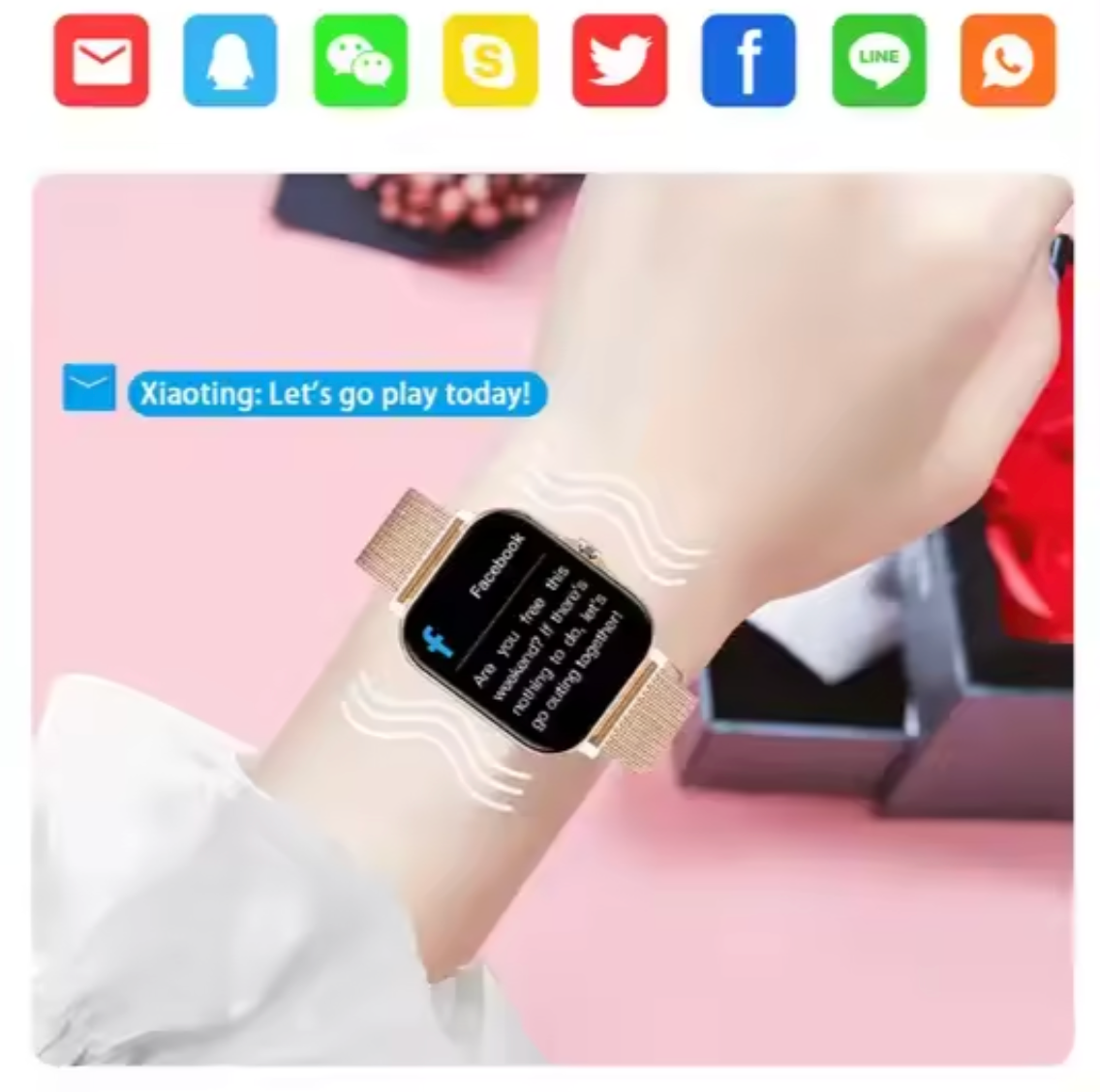 LuxeTime | Elegant Smartwatch voor vrouwen - Fitnesstracker, hartslagmonitor, stijlvol ontwerp