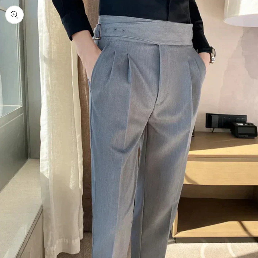 Wrython | Herenpantalon met hoge taille - Formele broek voor zakelijke en casual kleding