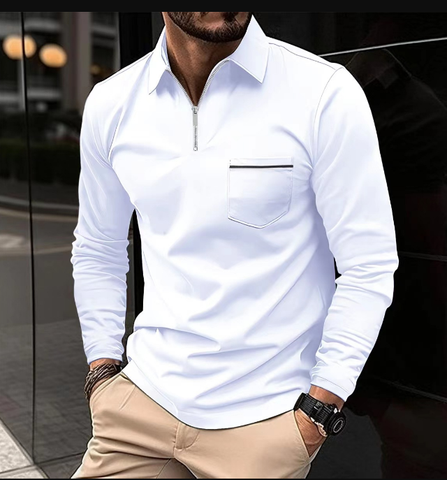Cassiel | Heren poloshirt met lange mouwen – Klassiek casual herenshirt, comfortabel en ademend