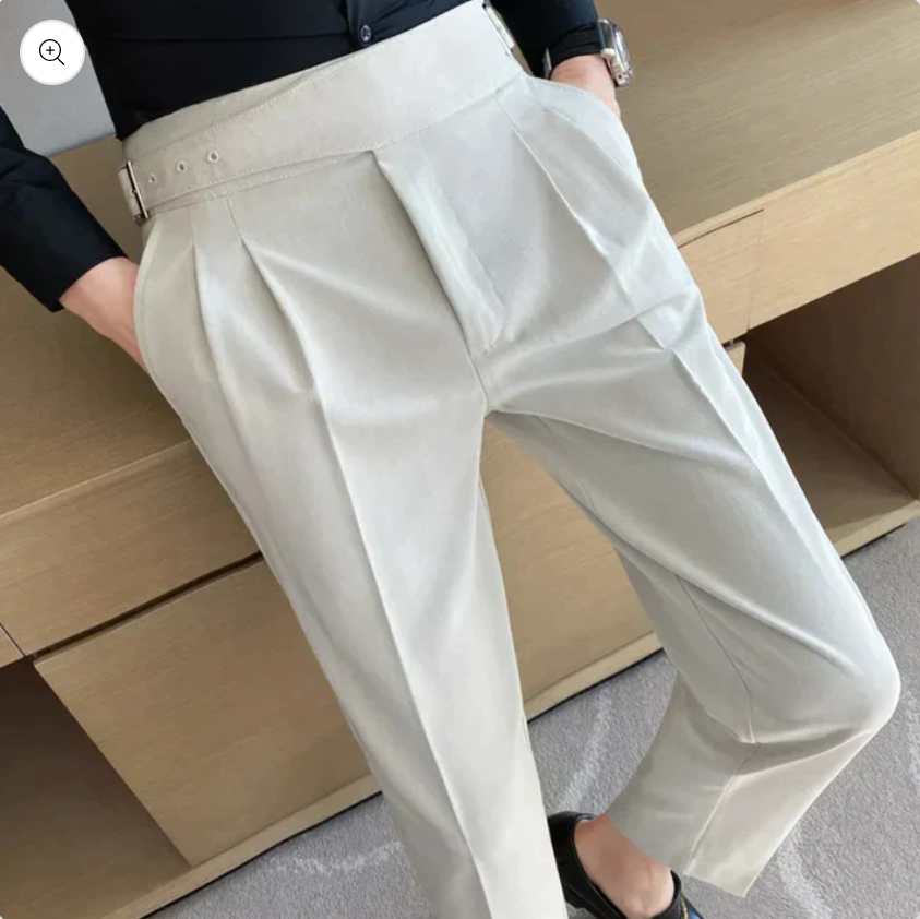 Wrython | Herenpantalon met hoge taille - Formele broek voor zakelijke en casual kleding