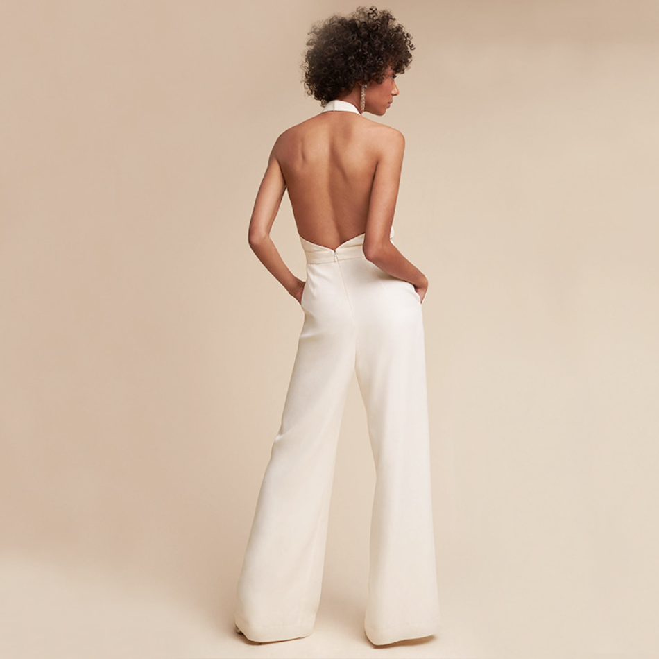 Madlen | Dames Jumpsuit Mouwloos Diep V-Hals Lang - Uitlopende Pijpen, Elegante Pasvorm