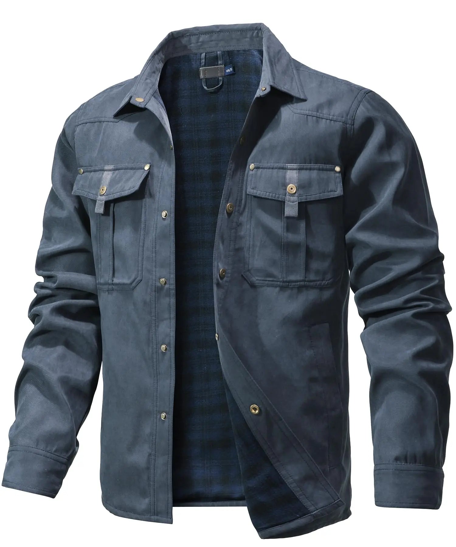 Gerhard | Heren western overshirtjas met geruite voering en klepzakken, casual werkkleding