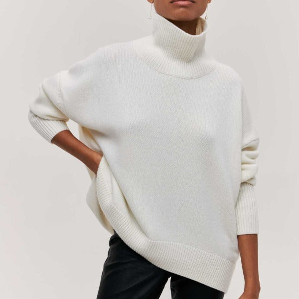 Nerisse | Klassieke coltrui voor dames, losse pasvorm, zacht gebreid, casual top voor herfst en winter