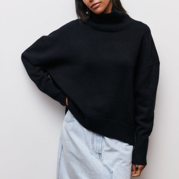Nerisse | Klassieke coltrui voor dames, losse pasvorm, zacht gebreid, casual top voor herfst en winter