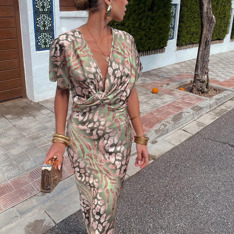 Corvina | Twisted V-hals Maxi Dress - Lange Jurk voor Avond & Vrijetijdskleding