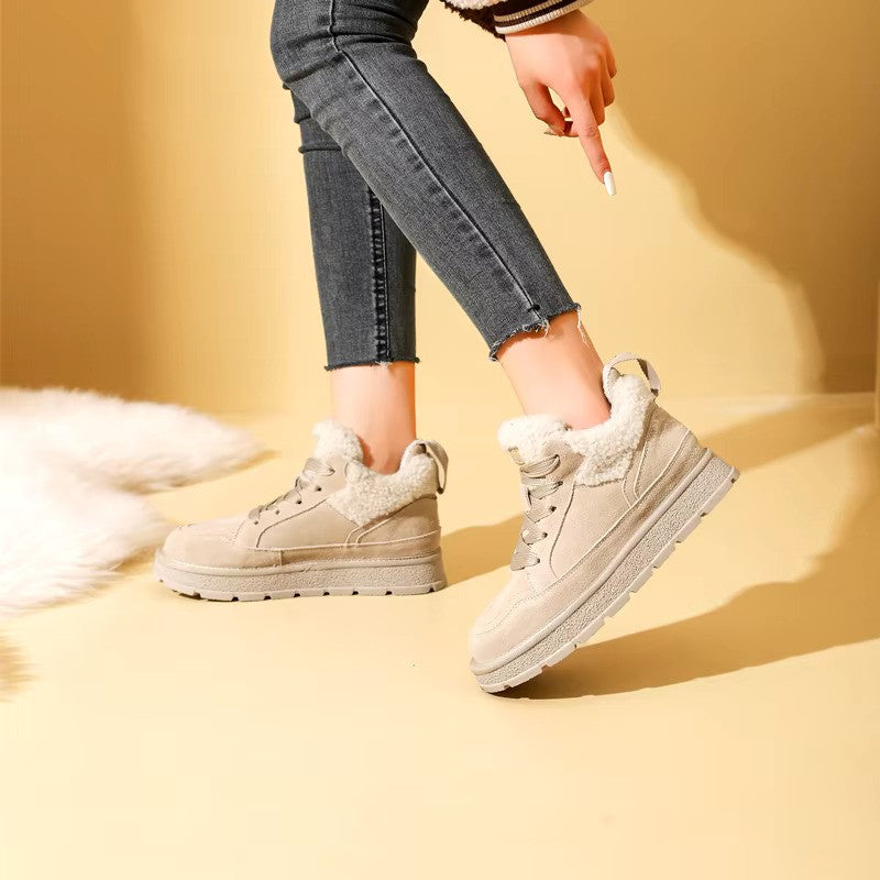 CozyKicks | Dames sneakers met voering van imitatiebont voor de winter - Warme casual schoenen met leren loo